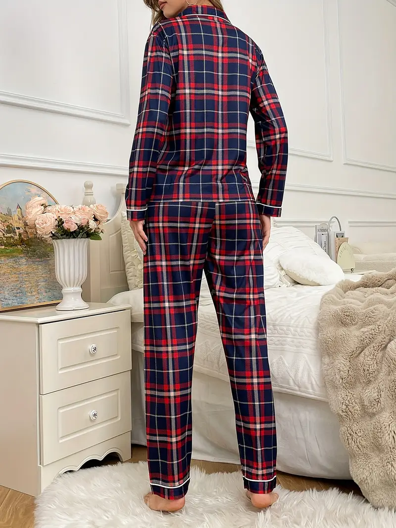 Blue Plaid Pajama Set
