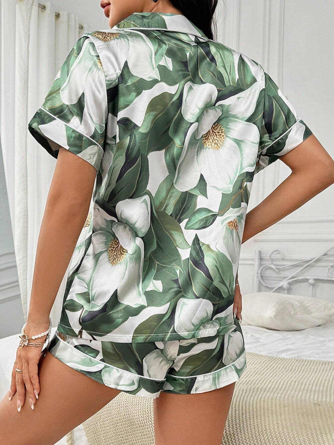 Green Leaf Nightsuit Set For Women