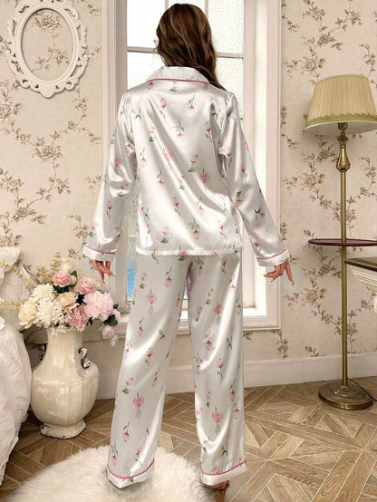 Rose Printed Pajama Set