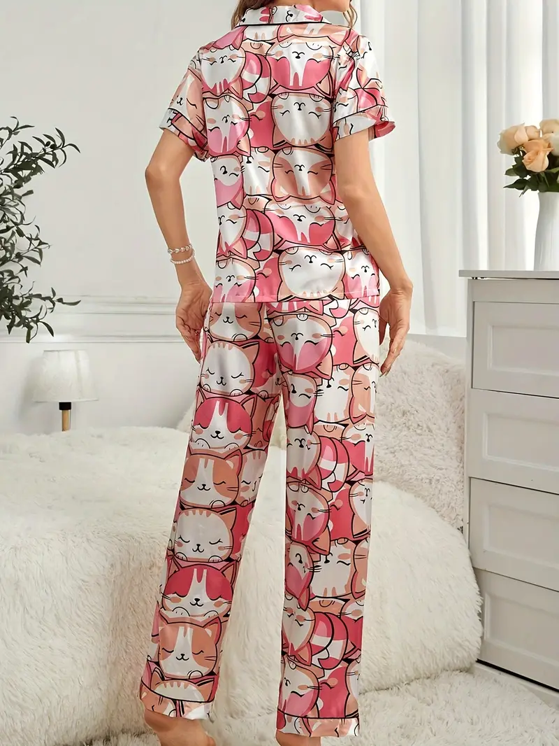 Cat Printed Pajama Set