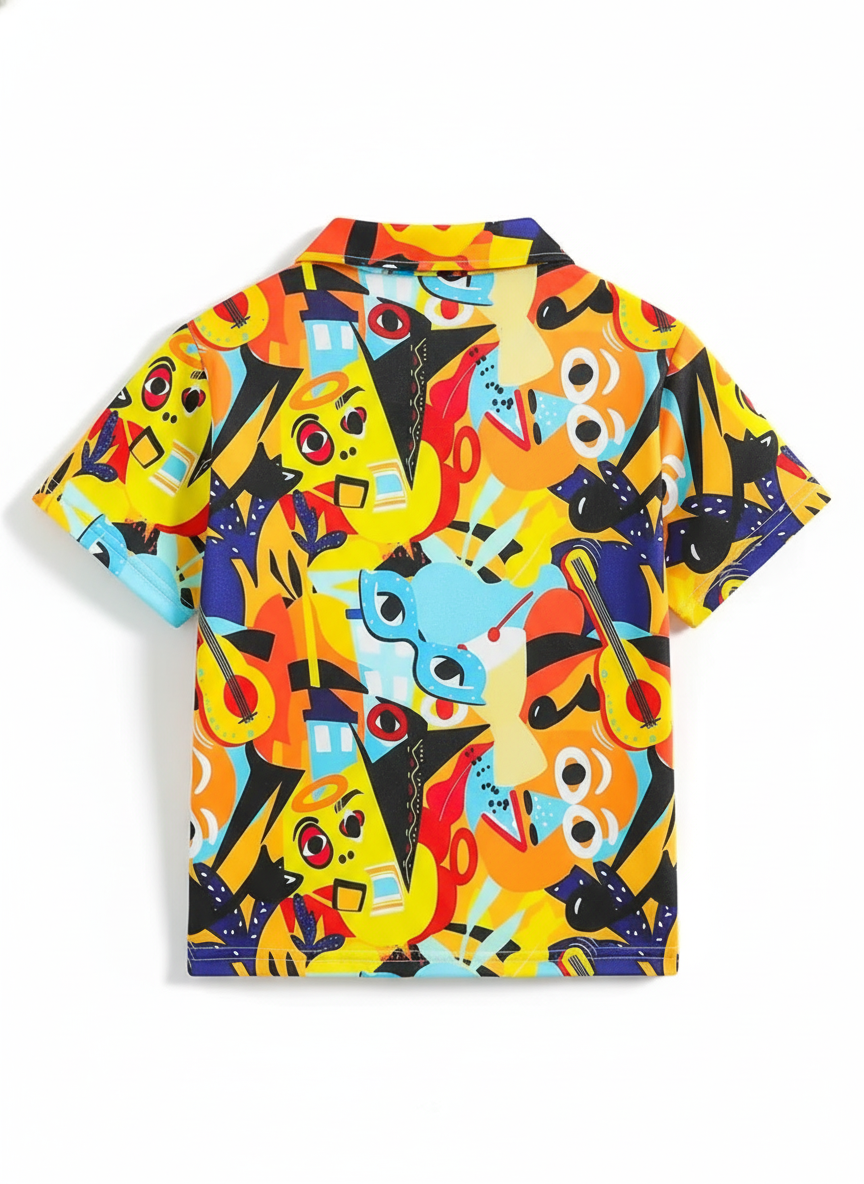 Kids Half Sleeves Printed Polo T-shirts