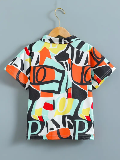 Kids Half Sleeves Printed Polo T-shirts