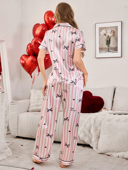 Stripes Floral Printed Pajama Set