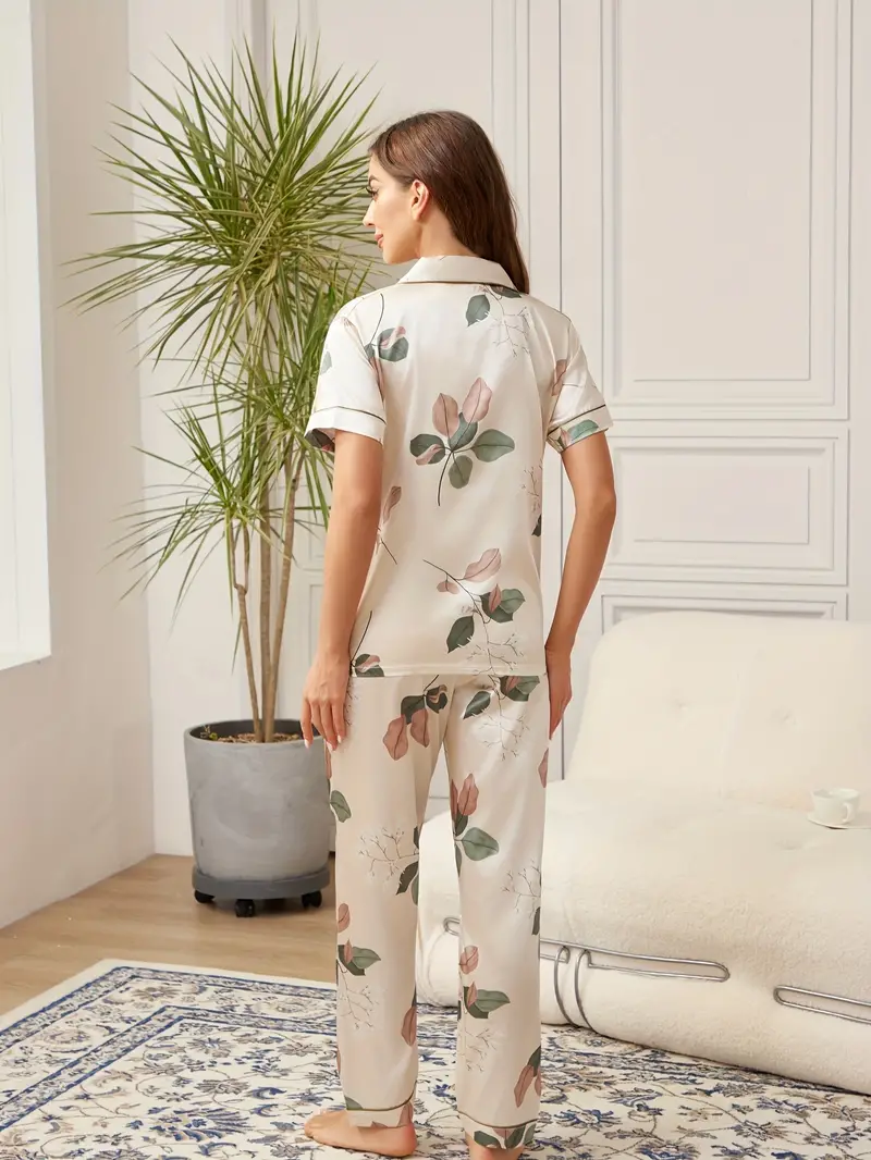 Beige Printed Pajama Set