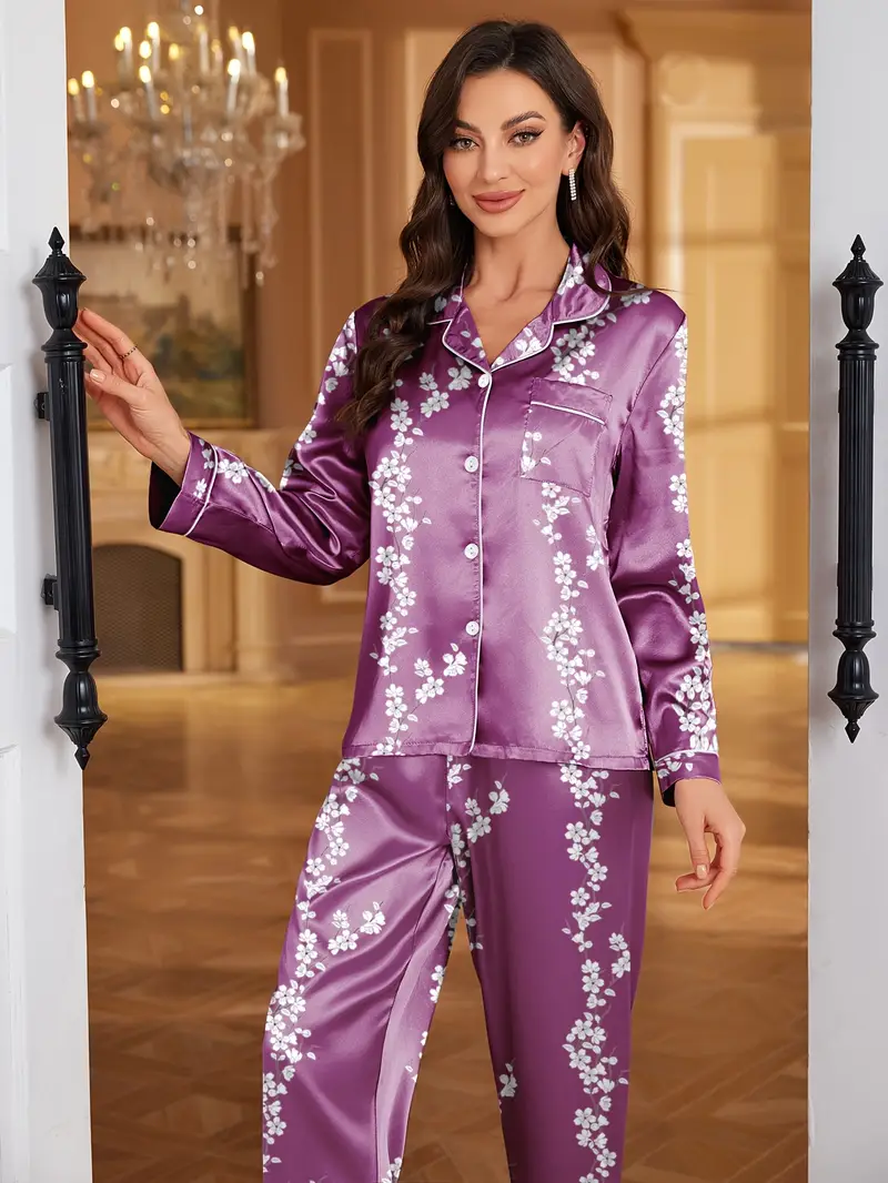 Purple Printed Pajama Set