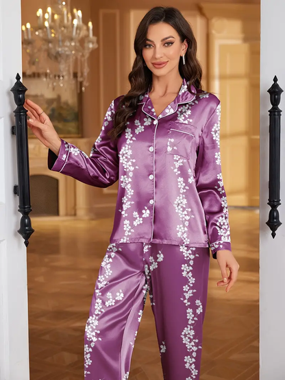 Purple Printed Pajama Set