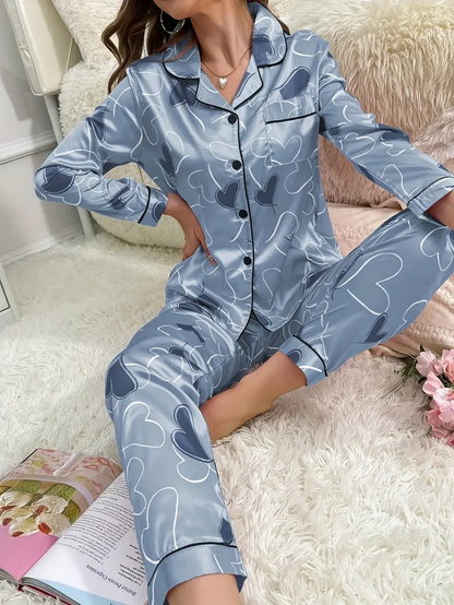 Heart Sky Printed Pajama Set