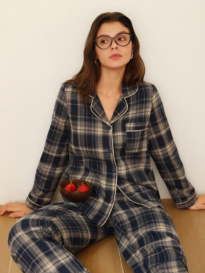Grey Checkered Pajama Set