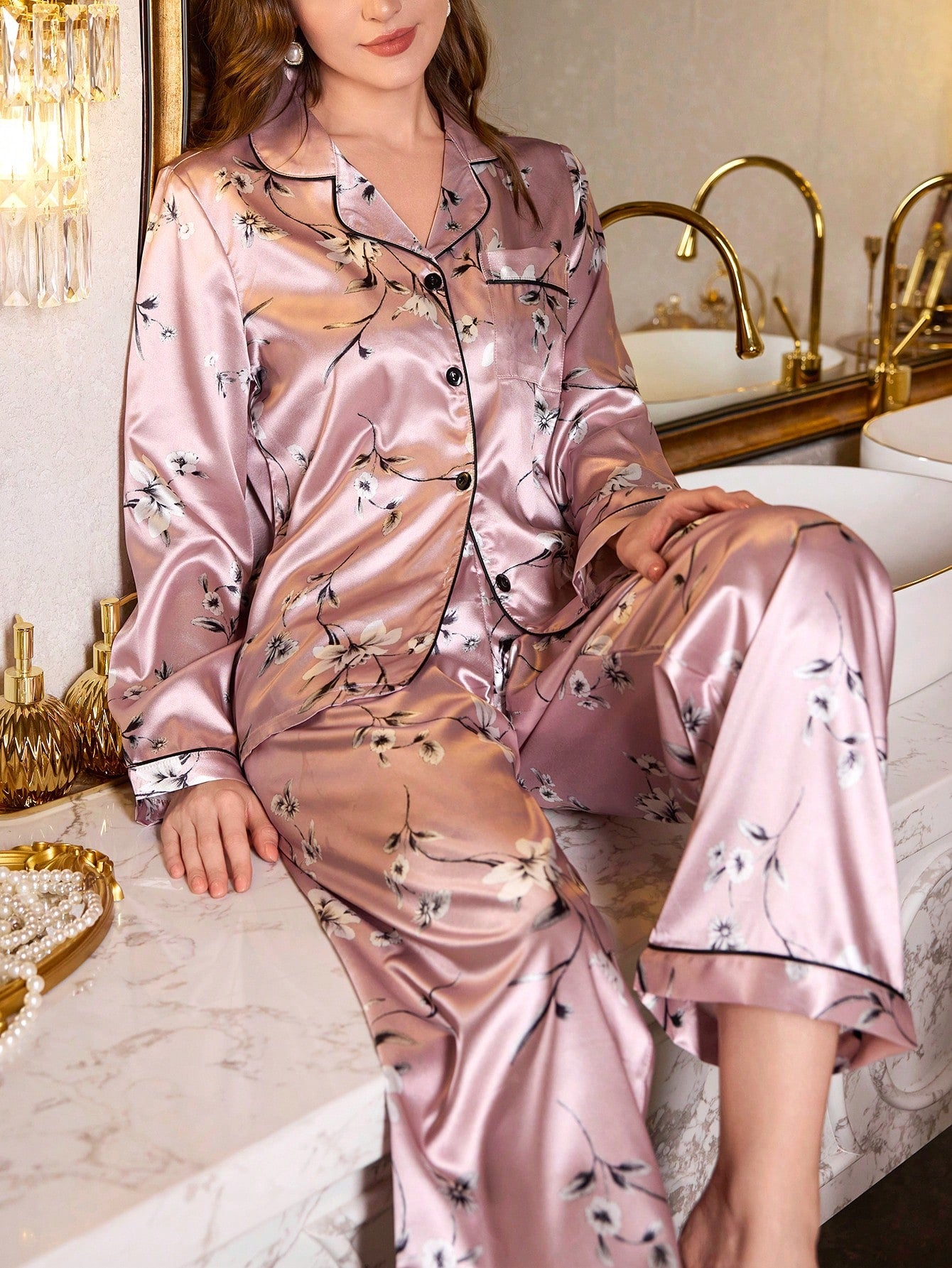 Lavender Printed Pajama Set