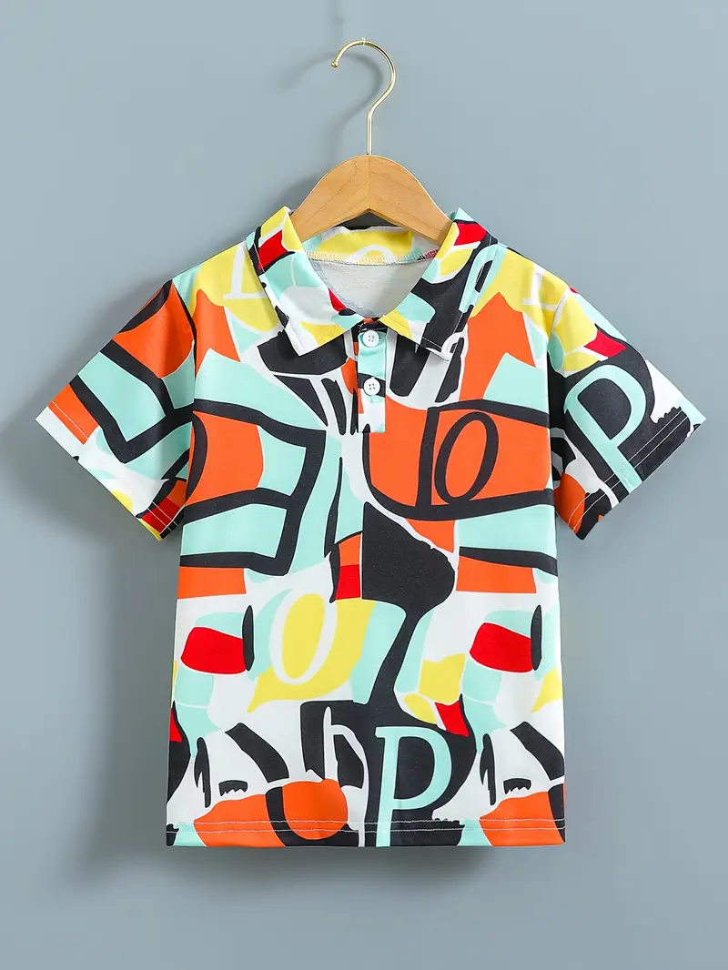 Kids Half Sleeves Printed Polo T-shirts