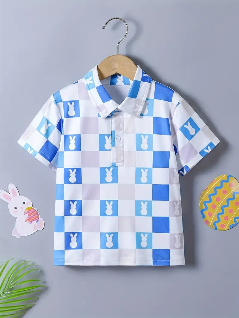 Kids Half Sleeves Printed Polo T-shirts