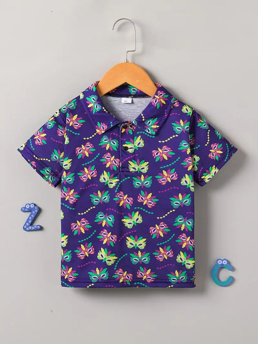 Kids Half Sleeves Printed Polo T-shirts