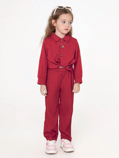 Girls Maroon Co-ords Set