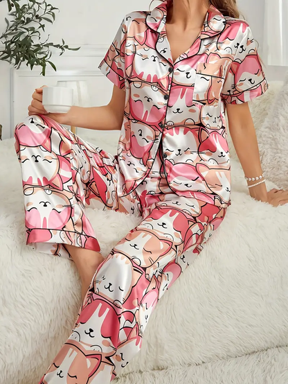 Cat Printed Pajama Set
