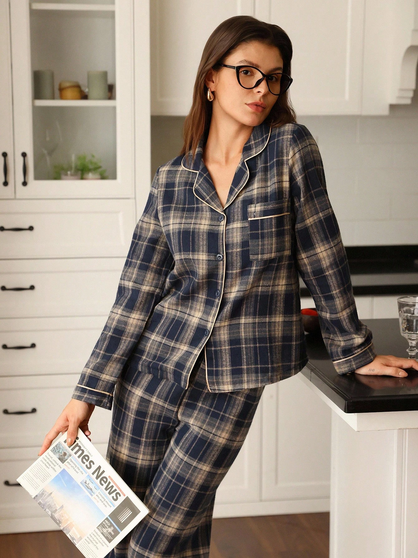 Grey Checkered Pajama Set