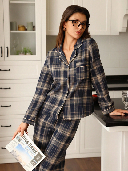 Grey Checkered Pajama Set