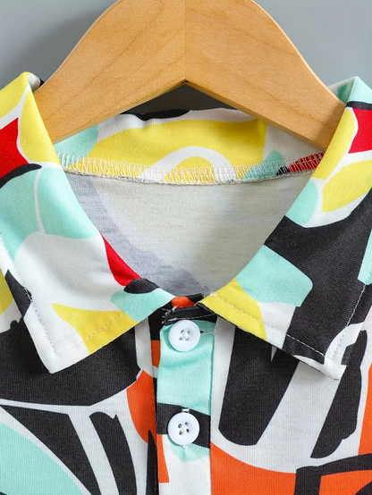 Kids Half Sleeves Printed Polo T-shirts