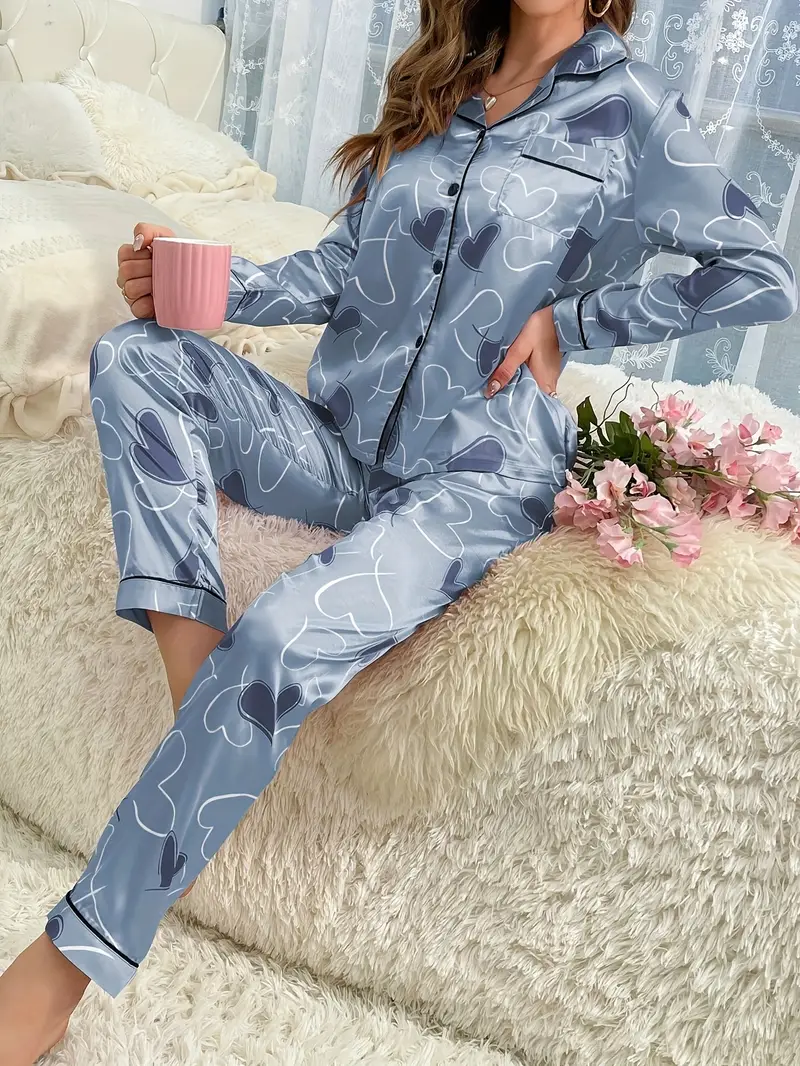 Heart Sky Printed Pajama Set