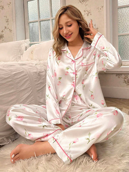 Rose Printed Pajama Set