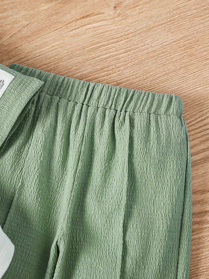 Girls Modern Oversized and  Pant Set ( Green )