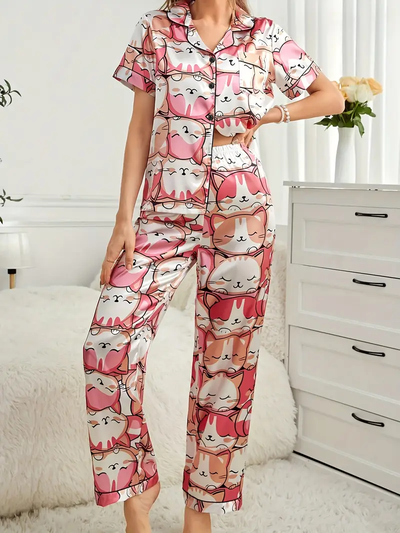 Cat Printed Pajama Set