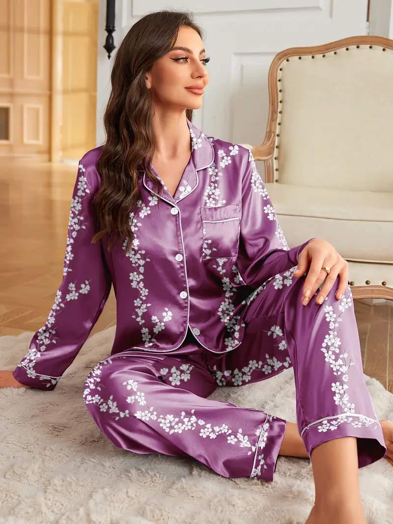 Purple Printed Pajama Set