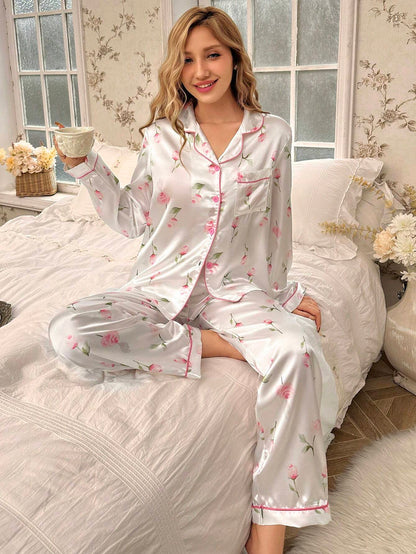 Rose Printed Pajama Set