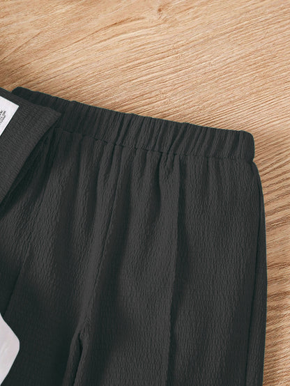 Girls Modern Oversized and  Pant Set ( Black )