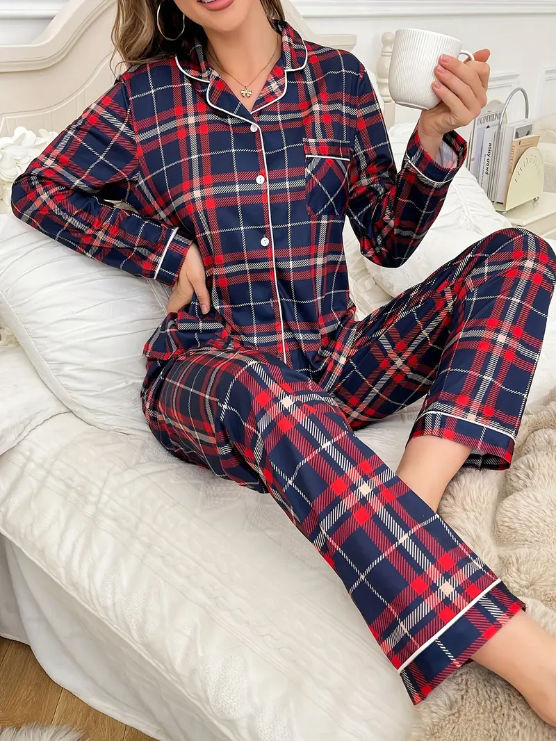 Blue Plaid Pajama Set
