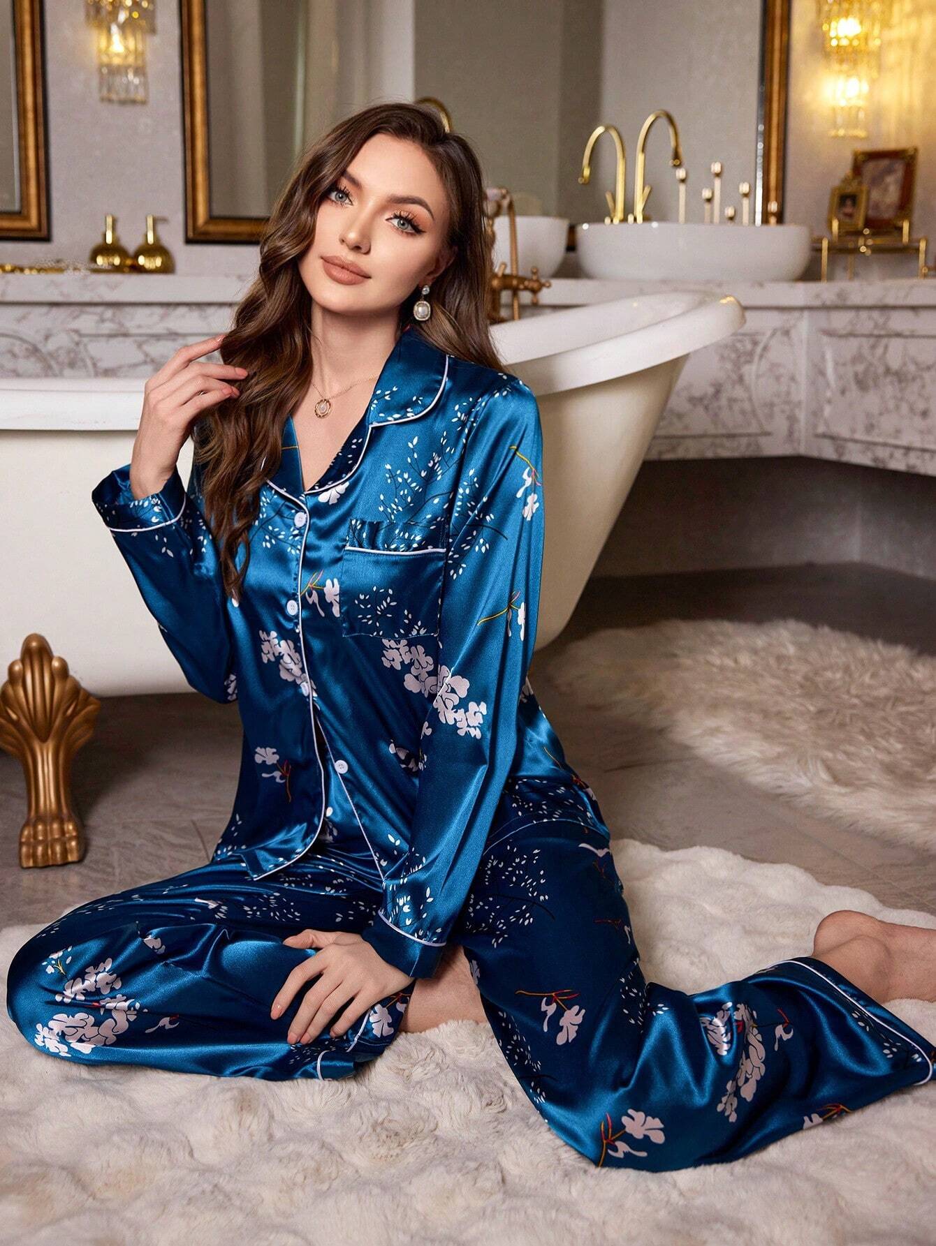 Blue Printed Pajama Set